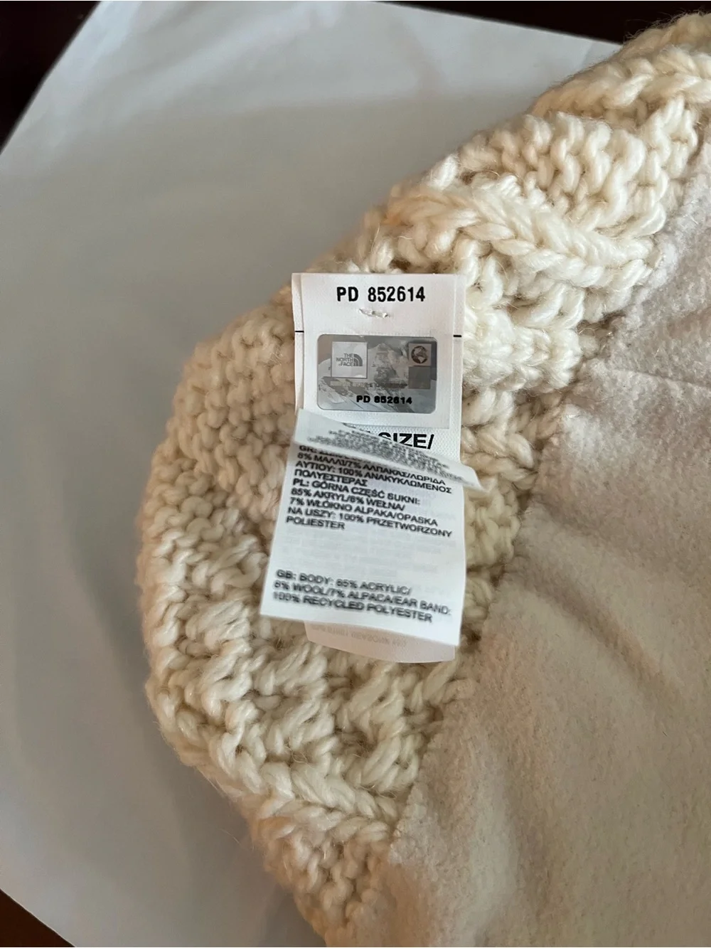 The North Face Cream Cable Knit Beanie